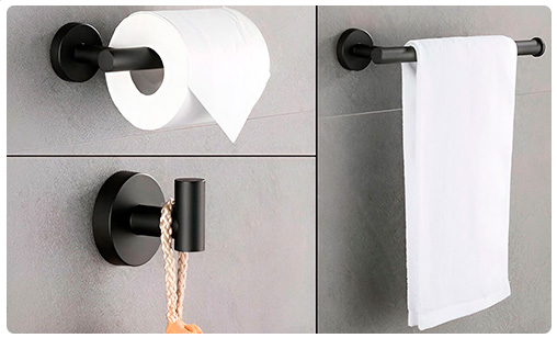 Kit Accesorios Negro Mate Baño