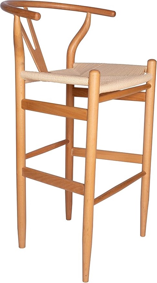 Silla Banqueta Wishbone Ratán Madera Haya Natural (Res.98cm Aci.65cm)