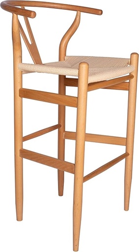 [101765] Silla Banqueta Wishbone Ratán Madera Haya Natural (Res.98cm Aci.65cm)