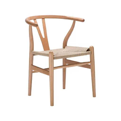 [101764] Silla Wishbone Ratán Madera Haya Natural (Res.75.5cm Aci.44.5cm)