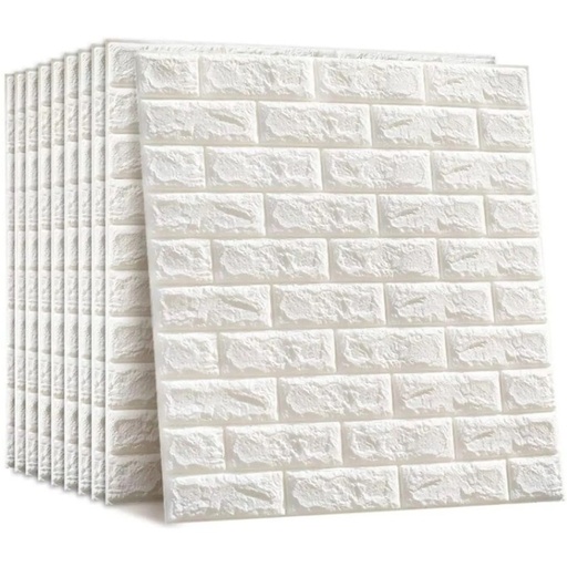 [103016] Placa Decorativa 3D Autoadhesiva 70cm x 77cm - Ladrillo Blanco