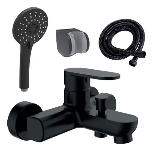 [103545] Ducha Bañera Monocomando Negro Mate C/Transferencia